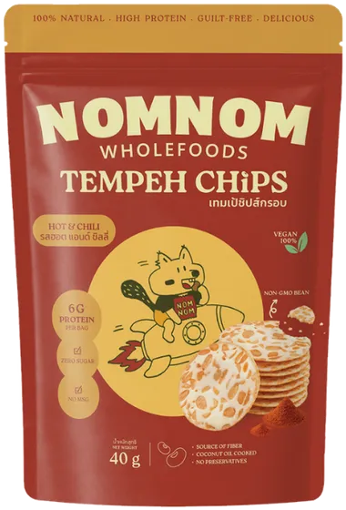 NomNom Hot & Spicy Tempeh Chips บรรจุภัณฑ์ใหม่